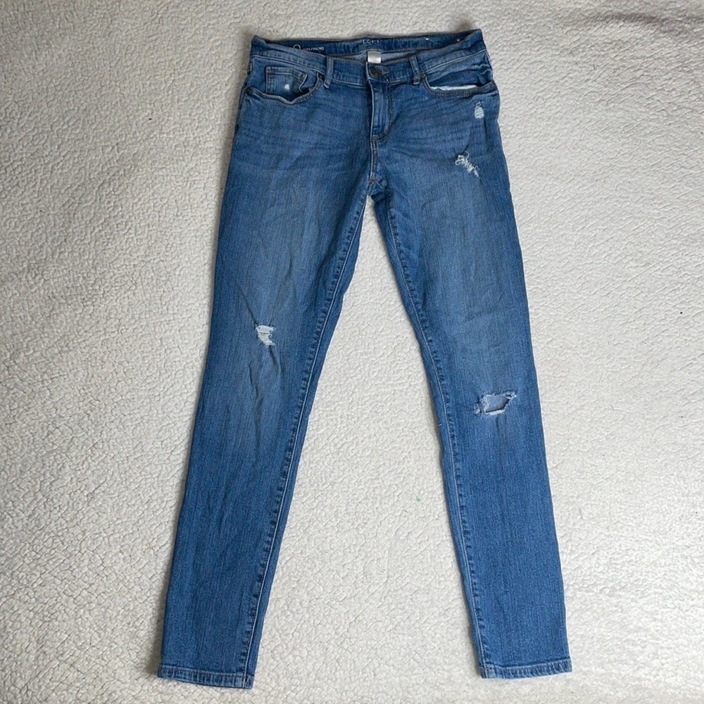Loft Denim Jeans Girlfriend Stretch comfy Distressed Ripped Size 0 - Picture 6 of 7
